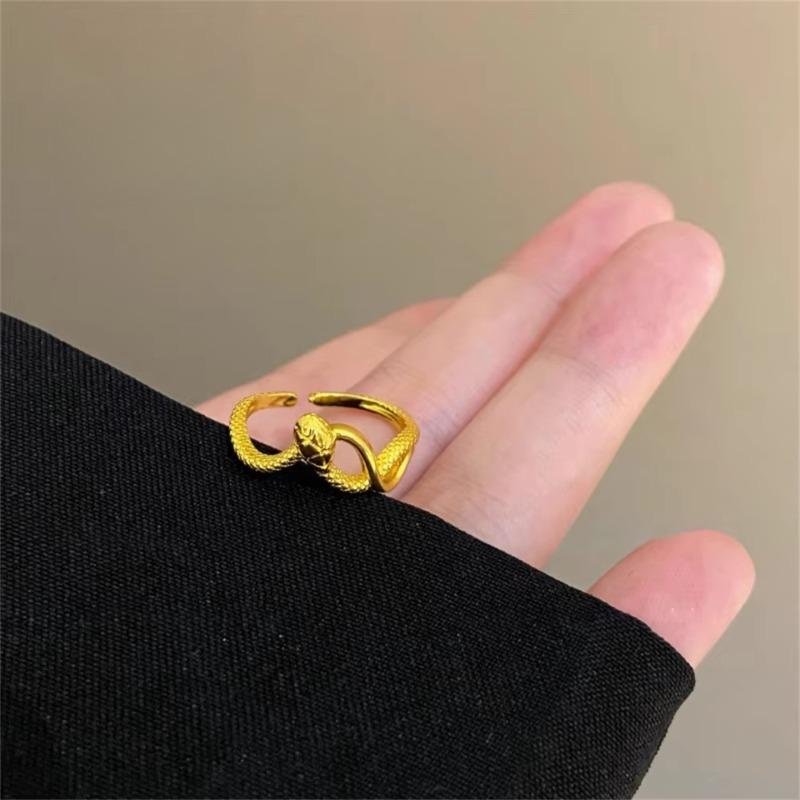 Snake Rings for Women Men Stainless Steel Gold Color Open Adjustable Ring Vintage Gothic Aesthetic Jewelry