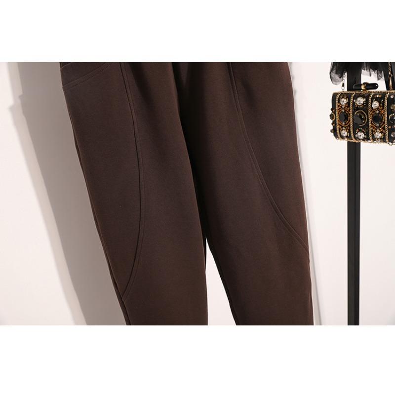 Dimanaf Autumn Winter Women Cothing Plus Size Basic Harem Oversize Casual Trousers Long Pants Elastic Waist Vintage Lady Loose 2025