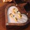 Santorini Love Sapphire Couple Ring Italian Handmade Brushed Inlaid Blue Spinel Gold Plated Men'S And Women'S Ring