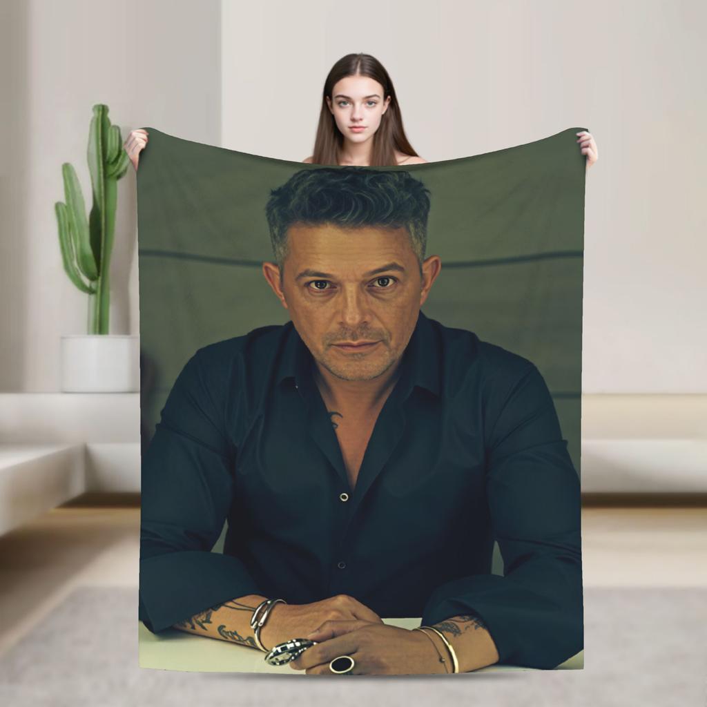 Alejandro Sanz Singer Flannel Blanket Soft Throw Blanket for Outdoor Camping Print Bedspread Sofa Bed Cover