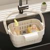 Yousheng Hanging Drain Basket, Foldable with Reinforced Handle Design, Retractable Waterproof Moisture-Proof Basket for Bathroom Kitchen