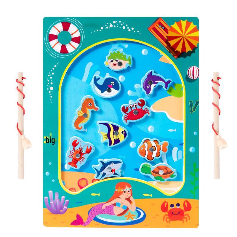 

Развивающая деревянная магнитная игра «Рыбалка» для детей - Развивает координацию рук и глаз и предлагает многотекстурное развлечение