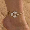 Gold Oil-Dripped Flower Pendant Anklet 3D Charm Beach Anklet Foot Chain Jewelry  for Foot Jewelry