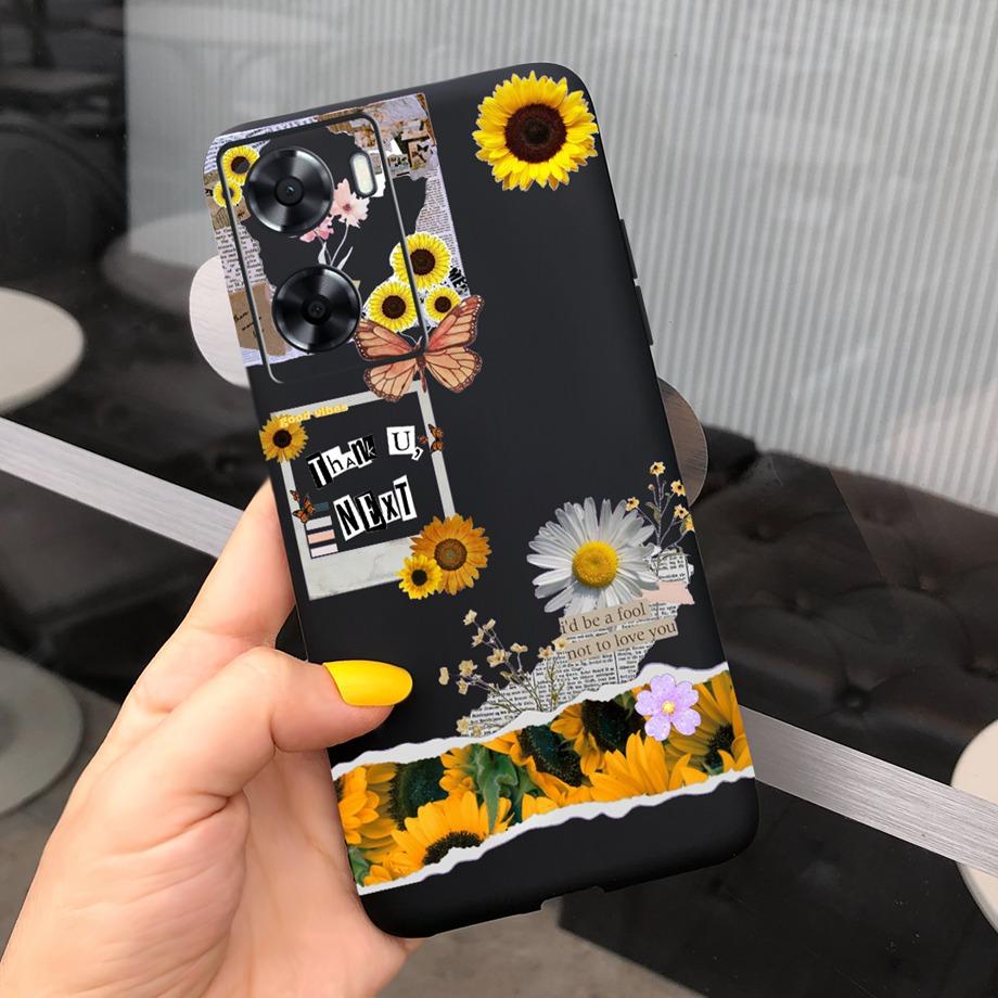 

For Oppo A96 4G Cases 6.59 inch Liquid Silicone Matte Candy Phone Cases Cover Oppo A96 5G CPH2333 A 96 Flower Girl Bear Painting Oppo-A96 5G