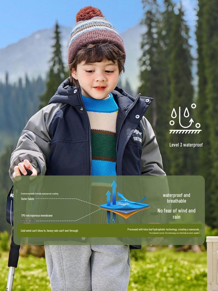 2025 New Boys' Thickened Hooded Cotton Jacket - European Winter Style with Contrasting Colors for Toddlers and Children