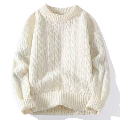 Herbst und Winter Neu Rundhals Einfarbig Pullover Herren Lässig Überzieher Warmhalten Strickwaren Top