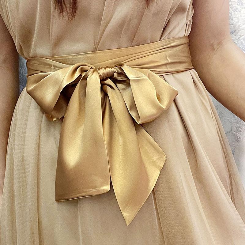 

Satin Ribbon Bow Wide Corset Belt 9.5X250Cm Multicolor Diy Bowknot Waistband For Women Girl Dress Decor золотий