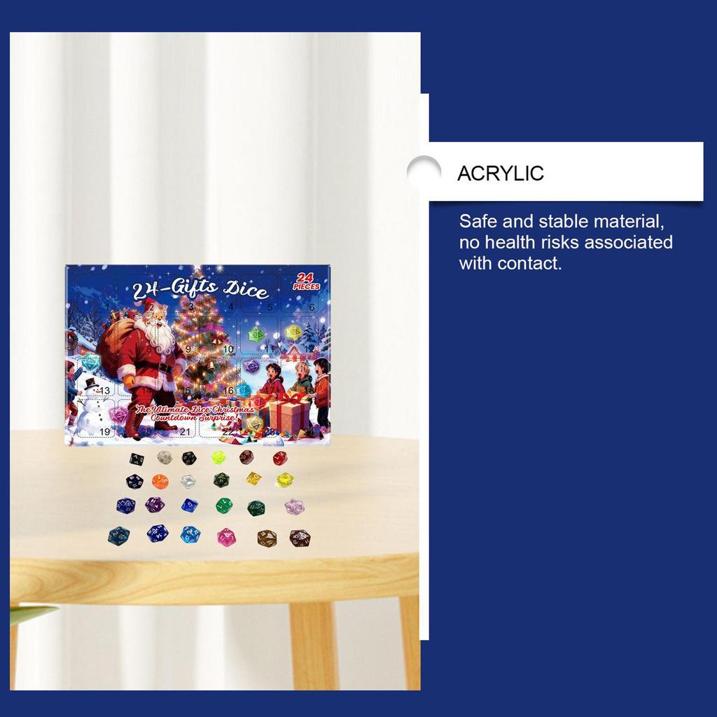 Christmas Countdown Toy Party Game Supplies 24 Days Role Playing Dice Set Countdown Calendar For Women Boys Girls Youth Teens