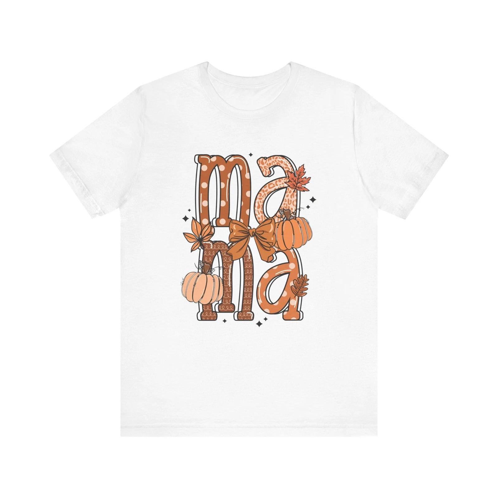 Mama Fall Shirt Pumpkin Mama Tee Cute Autumn Graphic Outfit Thanksgiving T-Shirt 2XL