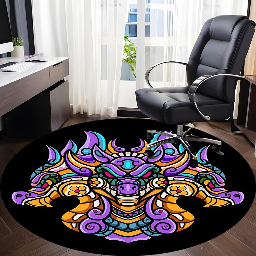 1pc Dragon Mandala Office Round Area Rug, Under Office Chairs Bedroom Living Room Home Decor, Room Deco, Available in Various Sizes