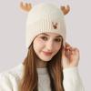 Knitted Hat Women's Stitching Antler Ear Protection Thick Warm Hat Women's Winter Wool Hat