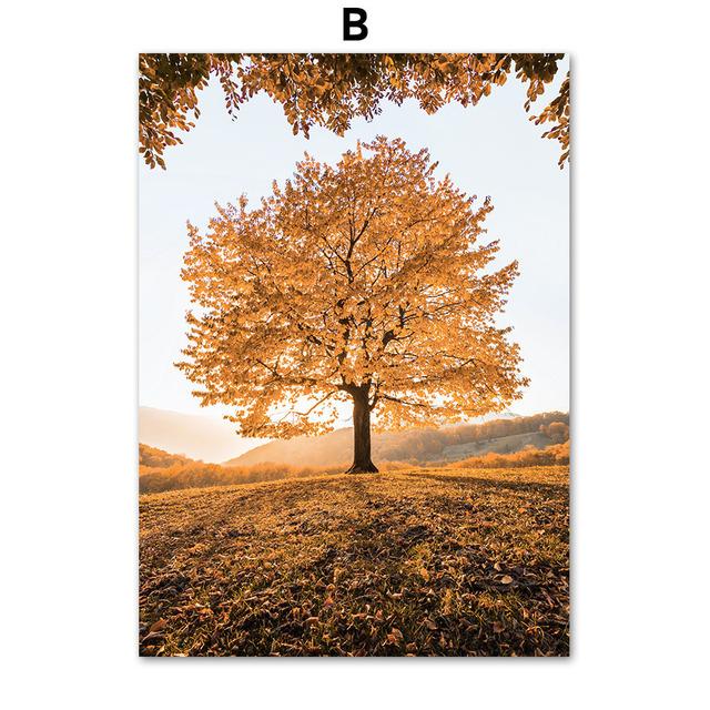 Ahornblatt Leinwandbild, Gemälde für Wohnzimmer, rahmenlose Wandkunstdrucke, Berglandschaft, Poster, moderne Wohnkultur, kein Rahmen