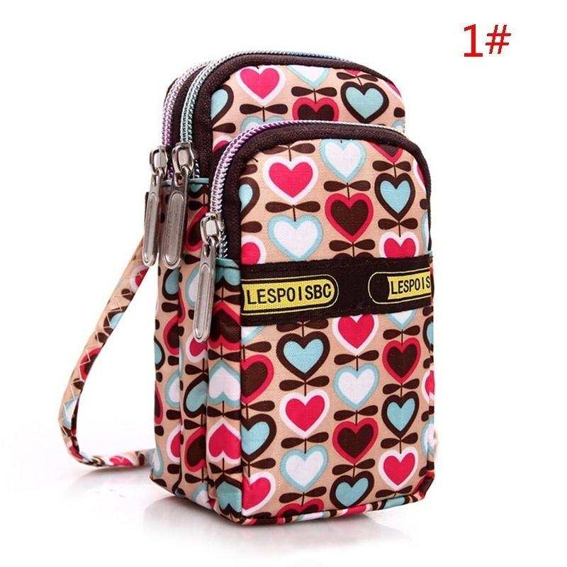Sport Mini Zipper Pattern Shoulder Bag Wrist Purse For Iphone Xiaomi