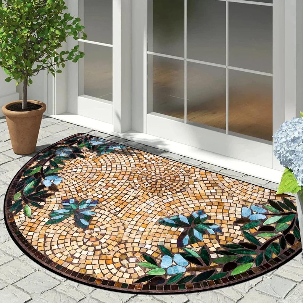 Entrance Carpet Home Door Entry Mat Outdoor Garden Decorative Carpets Luxury Welcome DoorMats Semi-circular Rug Tapete De Entra