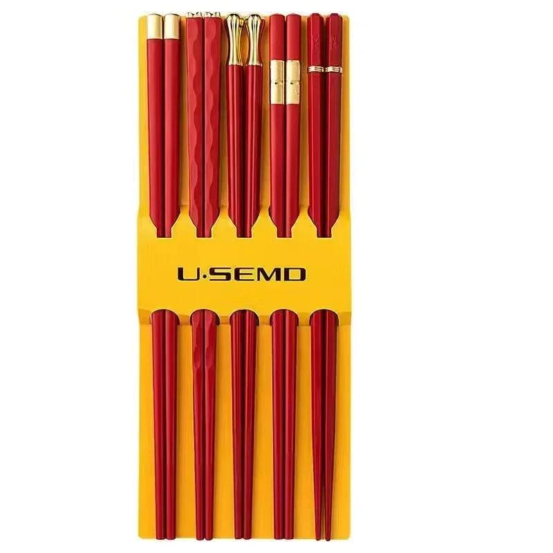 

5 пар китайских японских палочек для еды, набор палочек для суши, многоразовые, высокого качества, нескользящие, для еды, лапши, ресторана, кухни, столовых приборов