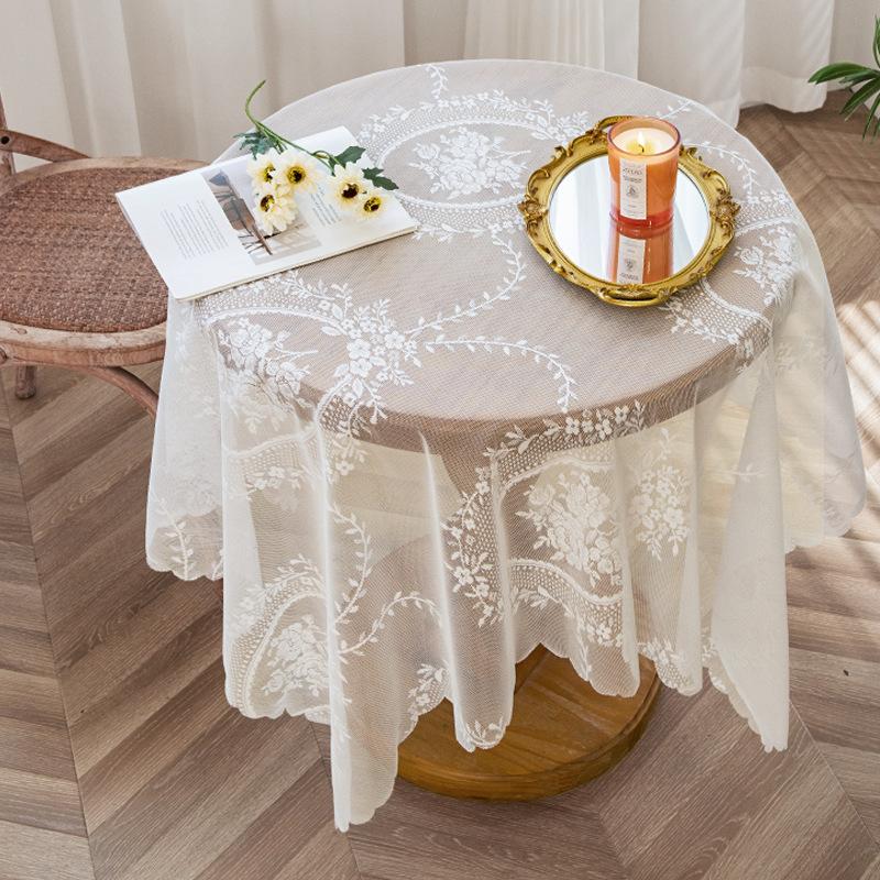 Wave Lace Hollow Tablecloth French Pastoral Piano Dust Cover Cloth Vintage Art Restaurant Decorative Cover for Home Parties Taplak Meja Cutwork