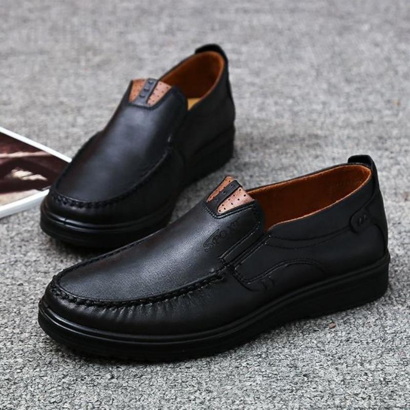 Men's Casual Genuine Leather Shoes Breathable Comfortable Men's Loafers Business Oxford Leather Flats Shoes Breathable Dad Shoes