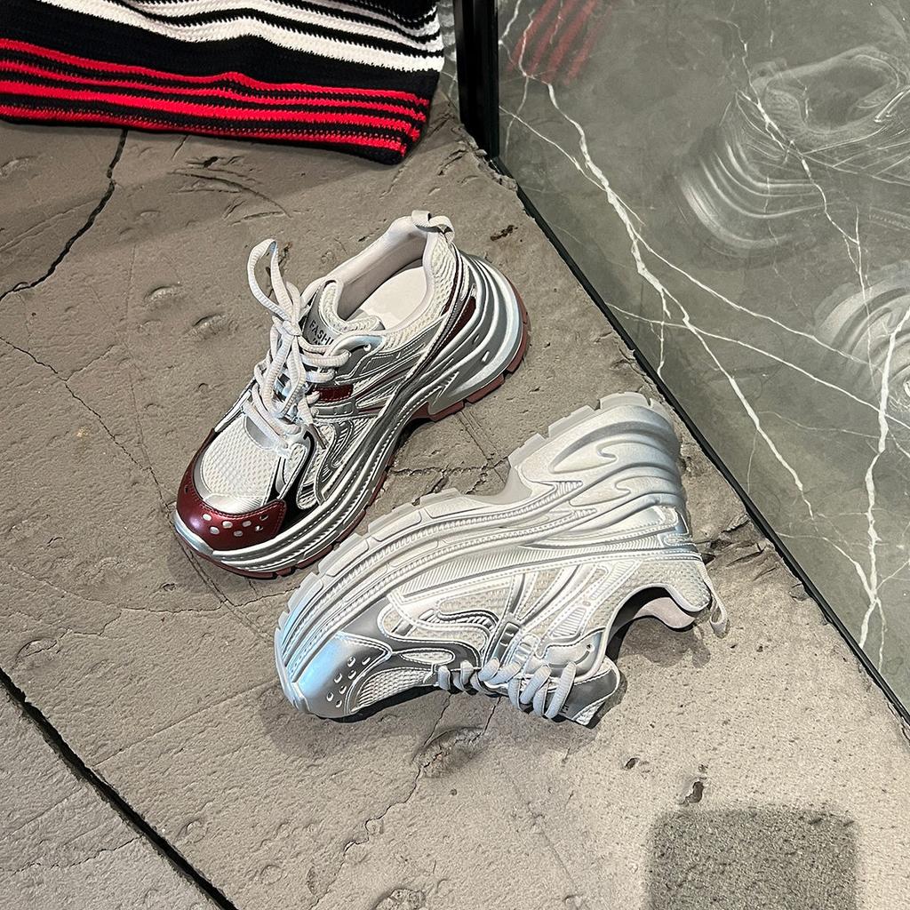 2025 high-end platform Internet celebrity silver dad shoes autumn and winter women's new mesh breathable versatile increase sports tide brand