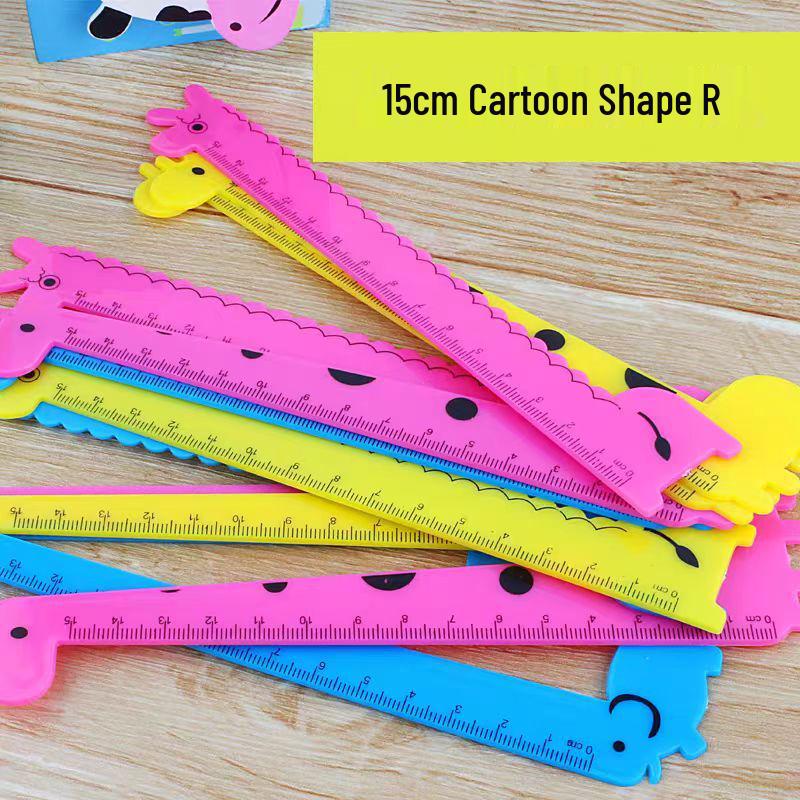 Free Shipping: Cartoon Giraffe & Small Elephant Ruler, Cute Plastic Gift, Ideal for Learning Prizes & Awards Regular