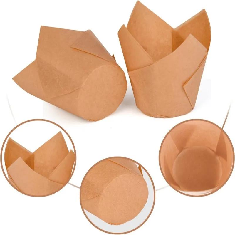 50Pcs Tulip Cupcake Liners Premium Tulip Oilproof Cupcake Liners Baking Cups Cupcake Muffin Liners Holder Cupcake Wrappers