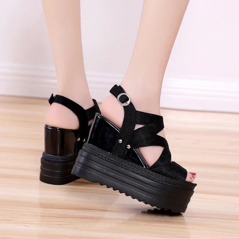 Fashion 12CM Open Toe Platform Mules Sandals  Ladies' Slippers Platform Luxury Slides Slipers Women Designer Summer Rome Slippers Platfo