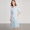 ELLE French Irregular Waist Design Slimming Short Sleeve Dress Women dress EL51478