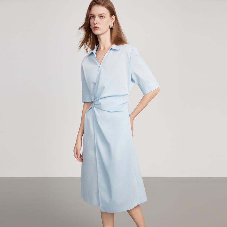 ELLE French Irregular Waist Design Slimming Short Sleeve Dress Women dress EL51478