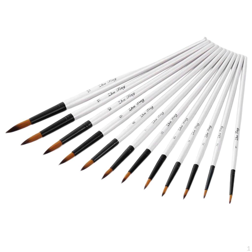 1 Mixed Set - Nylon Hair Handle Brush for Acrylic Beginners Art Supplies