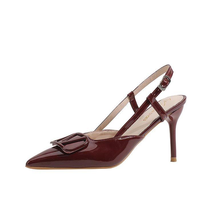 

Сексуальные туфли на высоком тонком каблуке с острым носком, весна 2024, женские одинарные туфли, универсальные полые туфли с V-образной пряжкой, однословная пряжка 42