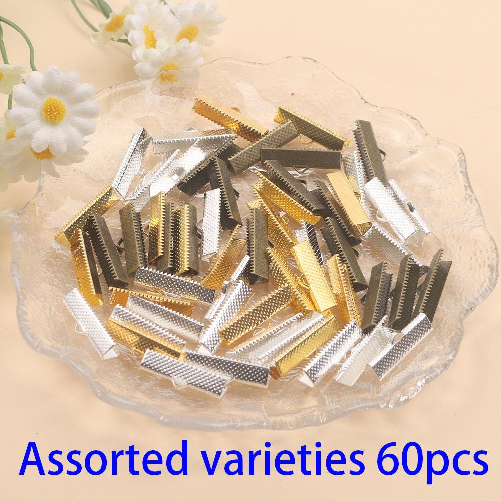 20/40/60pcs alloy material ribbon clip end, bracelet bookmark clip buckle leather rope end clip DIY jewelry making tool kit