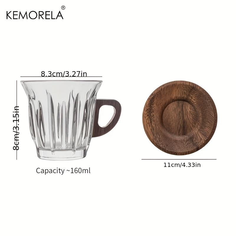 

KEMORELA 1PCS Glass Coffee Cup With Heat Wooden Coasters Modern Saucer Thermal Insulated Drinkware No Assembly Required For Home 160-200ml
