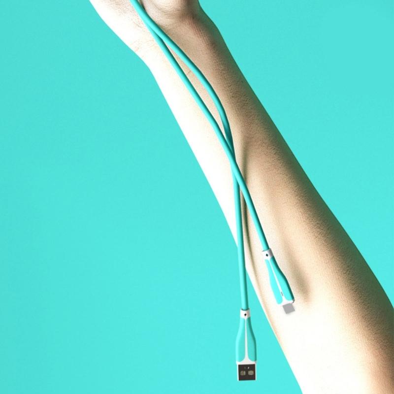 Liquid Silicone Data Cable with Lamps 3A Super Fast Charging Cable Cord Support Data Transmission for Tablets PC