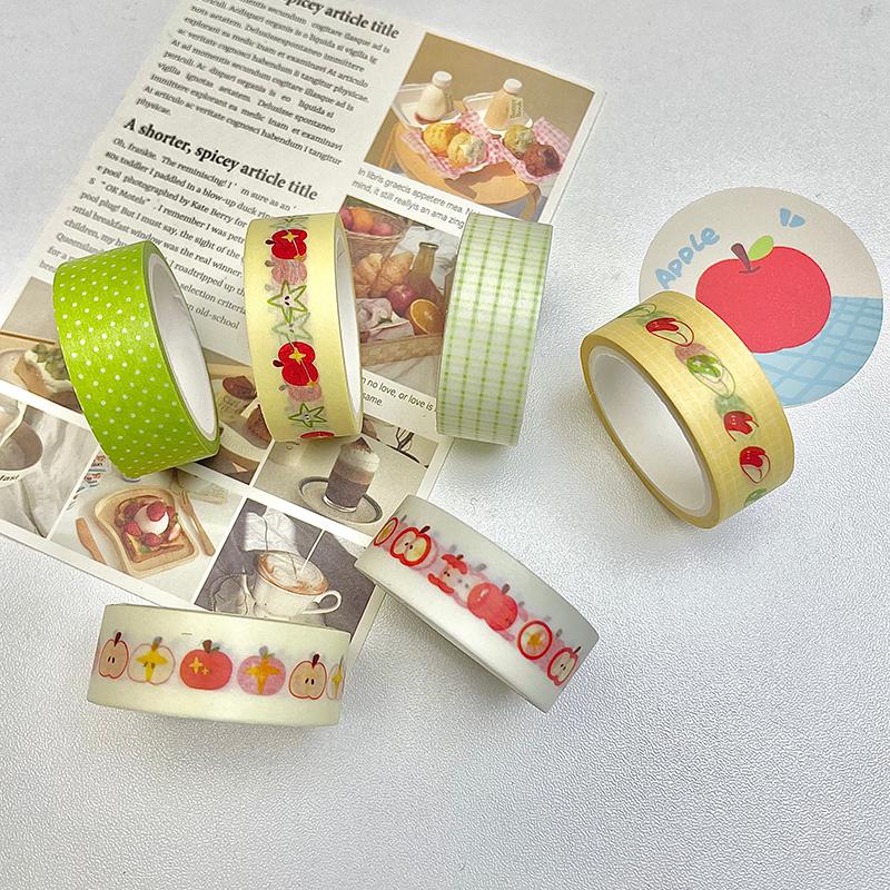6pcs/lot Strawberry Apple Fruit Tape Cute Cartoon Creative Decorative Washi Tape School Stationery