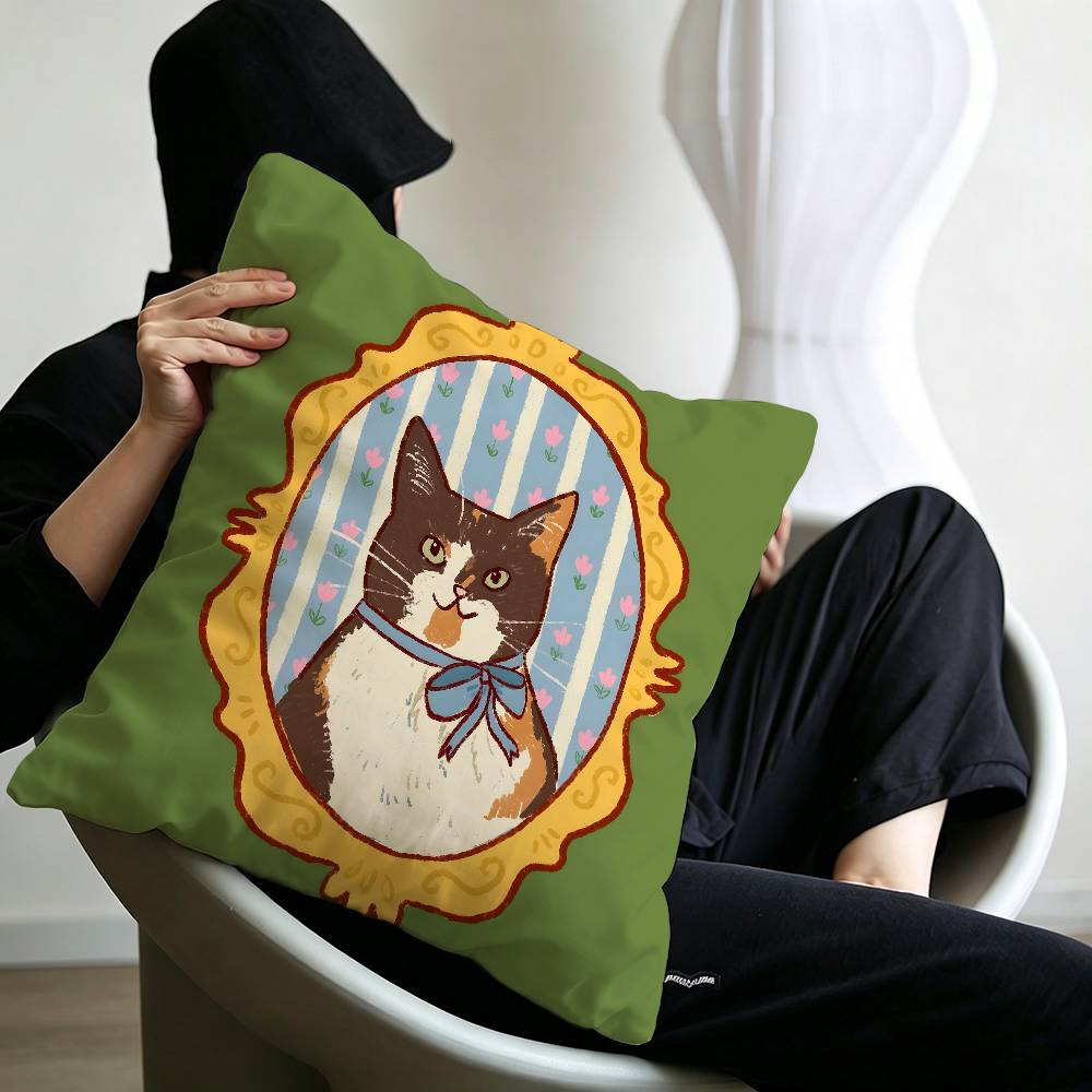 Cute caroon cat portrait photo frame fashion art Cushion Cover Polyester Sofa Cushions Throw Pillows Home Decoration Pillowcover