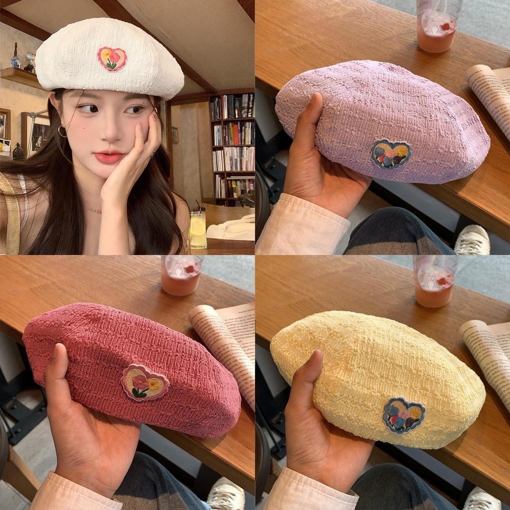 Floral Beret Embroidery Hat Women Lightweight Breathable Caps Gifts Fashion