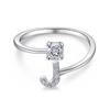 26 English A-Z Letters 925 Sterling Silver Ring Female Diamond Zircon Opening Adjustable Index Finger Ring Tail Ring