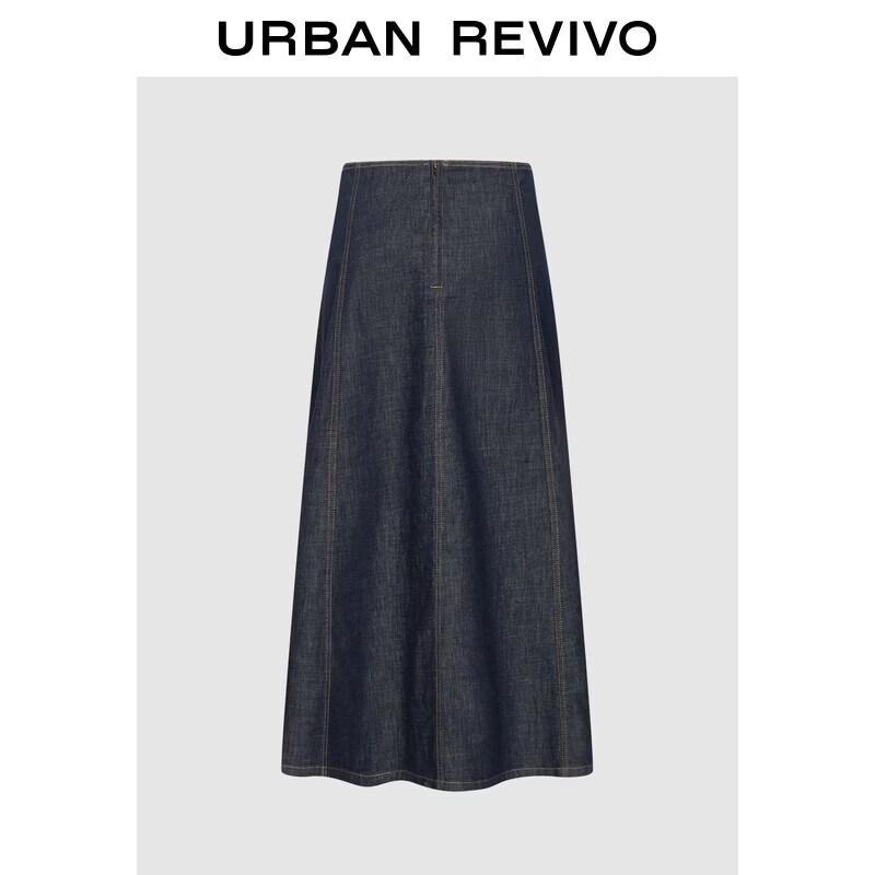 UR 2026 Spring Contrast Stitch Denim Skirt