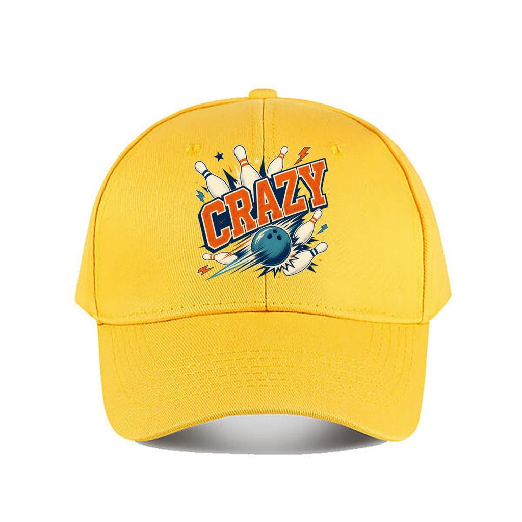 Crazy Bowling Strike Retro Typograph Baseball Cap Fashion Outdoor Sports Sunhat Unisex Snapback Cap Womens