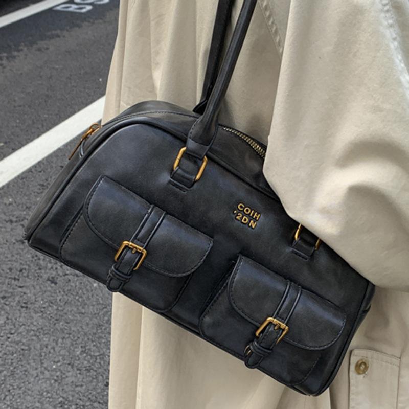 New Korean Retro Single-shoulder Bag, Fashionable and Trendy Casual Boston Bag, Stylish Bowling Bag