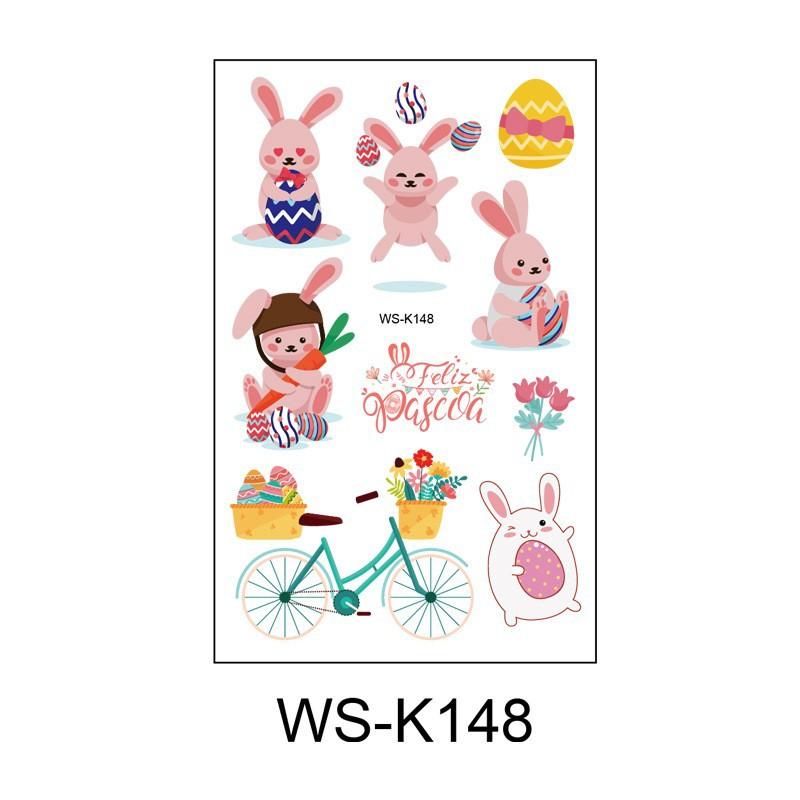 Cross Border Easter Party Egg Tattoo Sticker Waterproof Holiday Children's Cartoon Rabbit