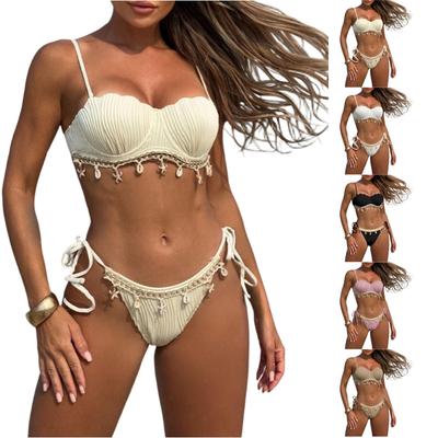 Damen - Verzierter Sexy High-Cut Zweiteiliger Bikini Badeanzug