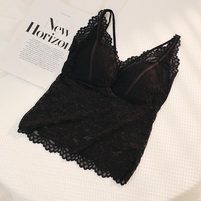 Lace beauty back bra fixed one-piece latex chest pad gathered inside soft breathable suspender underwear women