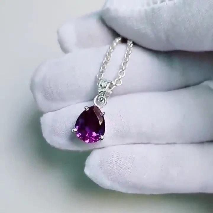 Natural Purple Sapphire 925 Sterling Silver 15 CtPear   Gemstone Pendant
