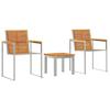 Sun Lounger Set 3 Pcs Brown Solid Acacia Wood and Stainless Steel