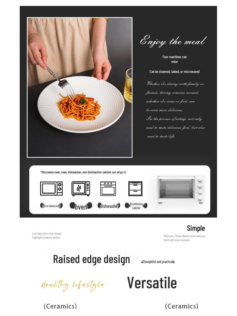 White Western-Style Deep Plate for Salad, Fish, and Steak
