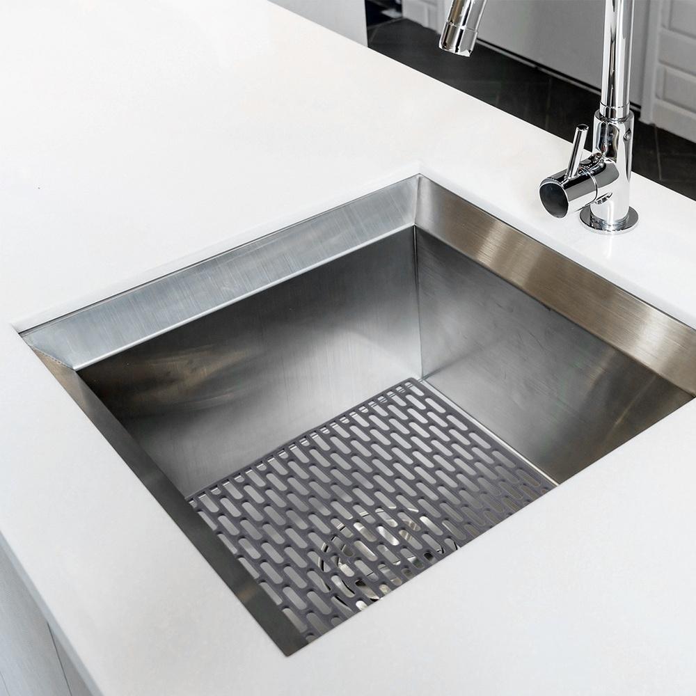 Sink Mat Rubber Gray Grid Insert Pad 33x28 cm