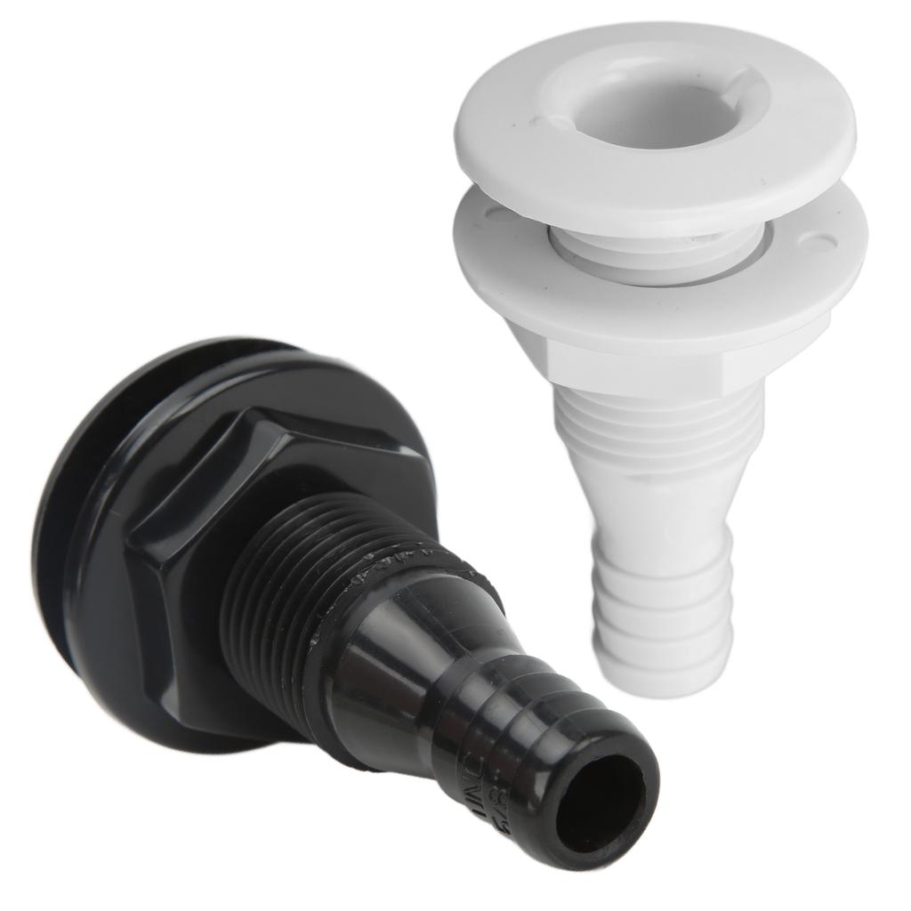 5/8in Thru Hull Fitting Straight ABS Impact Resistance Hose Connector Accessory for Boats Marines Thru Hull Connector