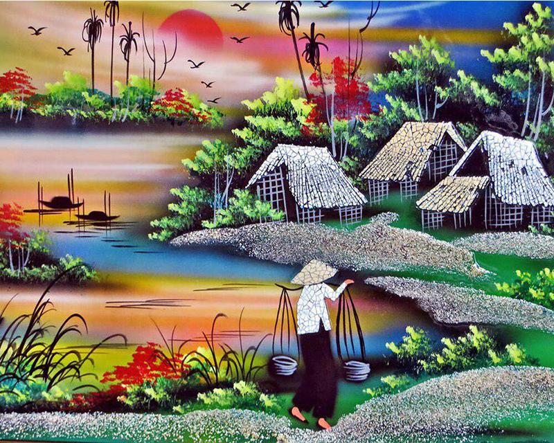 Full Drill Square Diamond Embroidery Housing Landscape Handicraft Diamond Painting Flower Animals Picture Of Rhinestone Home Decor