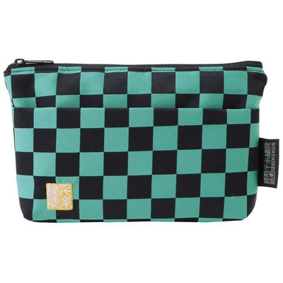 Senshishuin Nishijin Brocade Pouch Green Checkered Pattern (Lined) (Small)