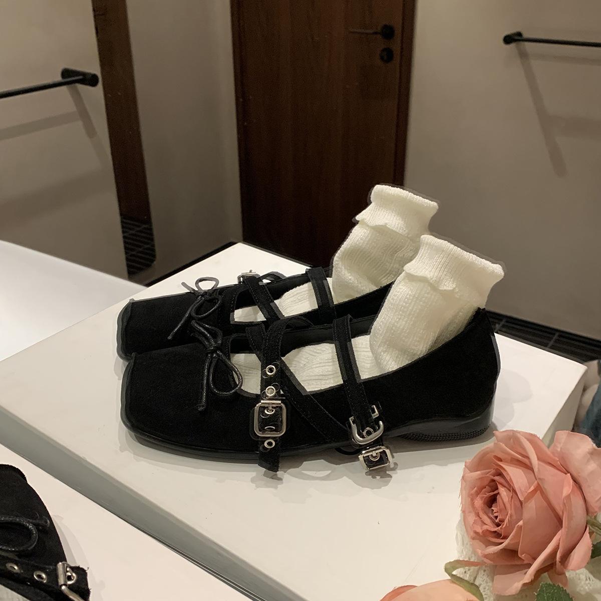 

Версия из овчины~ виноградная мать внутренняя высота 4 см балетки на плоской подошве одинарная обувь женская голова мелкая ** вилка пряжка ремень туфли Мэри Джейн 40